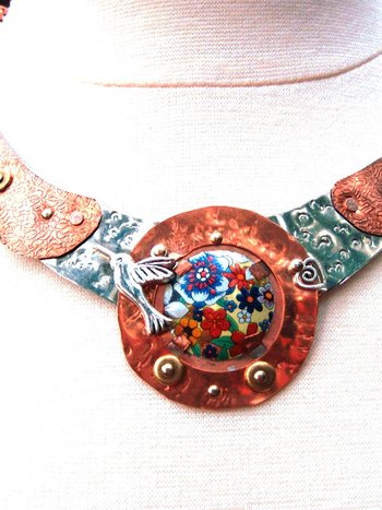 ReArt Tin and Mixed Metal  Hummingbird Breastplate