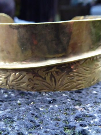 Handmade fold formed bronze cuff bracelet tribal design