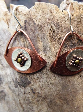 All Seeing Eye dangle earrings in copper