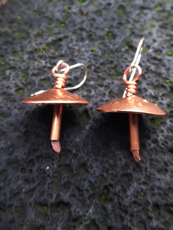 Fabulous fungi copper mushroom earrings