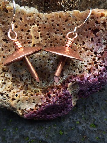 Fabulous fungi copper mushroom earrings