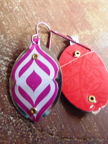 Recycled Tin Retro 60's look Dangle Earrings