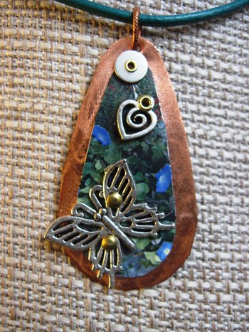 Mixed metal tin and copper butterfly  Trashy Tinsel  pendant